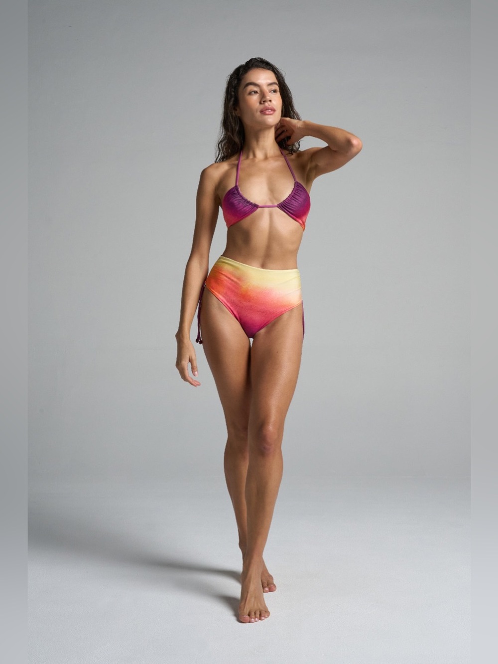 SIGAL REVERSIBLE HIGH WAISTED BIKINI BOTTOM SUNSET SIZE SMALL